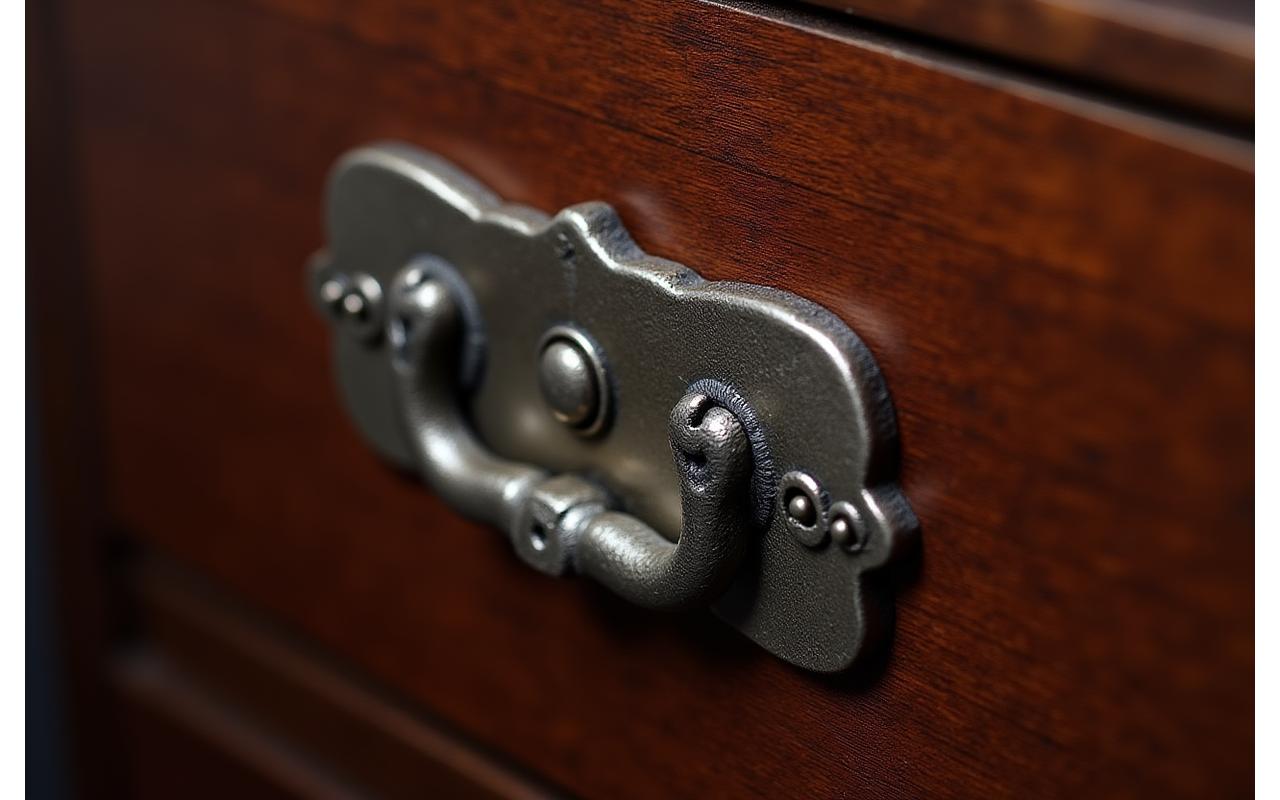 欅材の箪笥 引き出しの金具